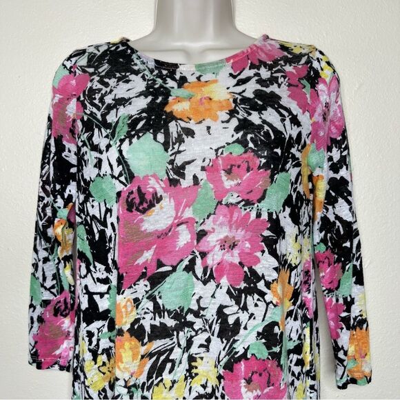 Lauren Ralph Lauren Linen Multi Floral Lightweight Sweater Top Women Size Small - Picture 3 of 11